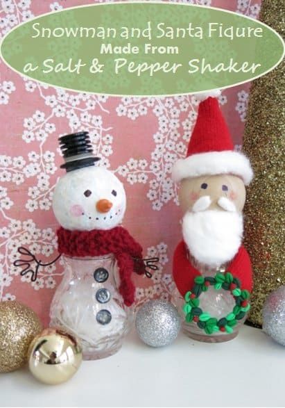Wie man aus recycelten Salz- und Pfefferstreuern eine Schneemann- und Weihnachtsmannfigur macht