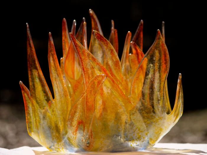 Ein Beispiel für eine geschmolzene Glasskulptur.