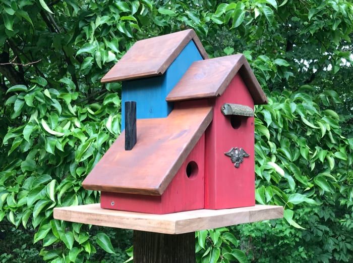 Cómo hice esta casa para pájaros en condominio de varias unidades: arte de jardín único