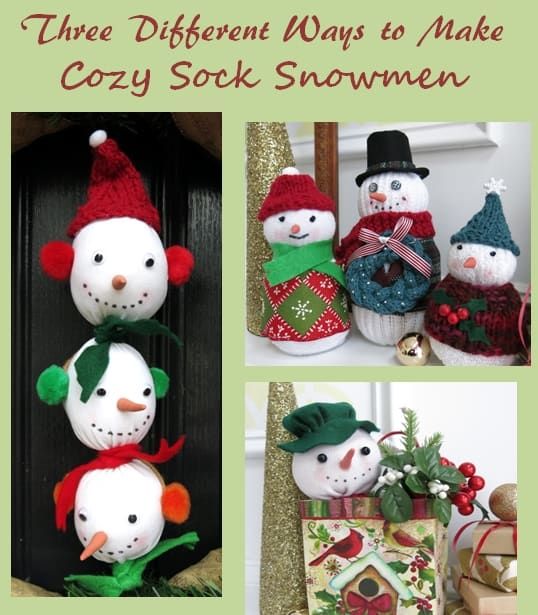 Tres formas diferentes de hacer muñecos de nieve de calcetines para Navidad e invierno