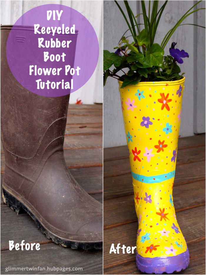 Kako narediti cvetlični lonec iz recikliranega gumijastega škornja