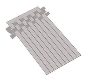Tres filas de tejido de arcilla de metal plateado