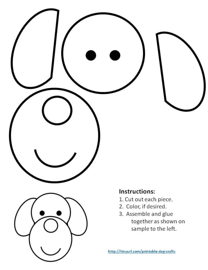 Modèle pour chien fait avec des cercles et des ovales