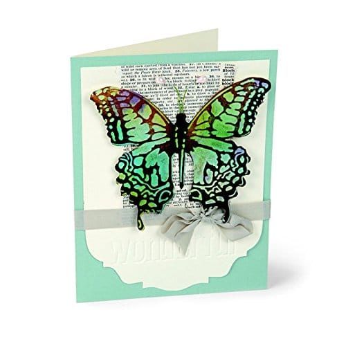 Čudovita ročno izdelana kartica z metulji, narejena s pomočjo mape Texture Fades Sizzix Bigz Die