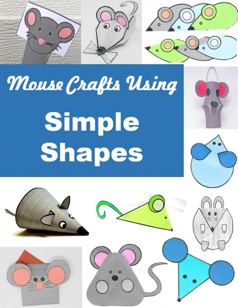 Modelli di mouse stampabili con forme semplici per l'artigianato dei bambini