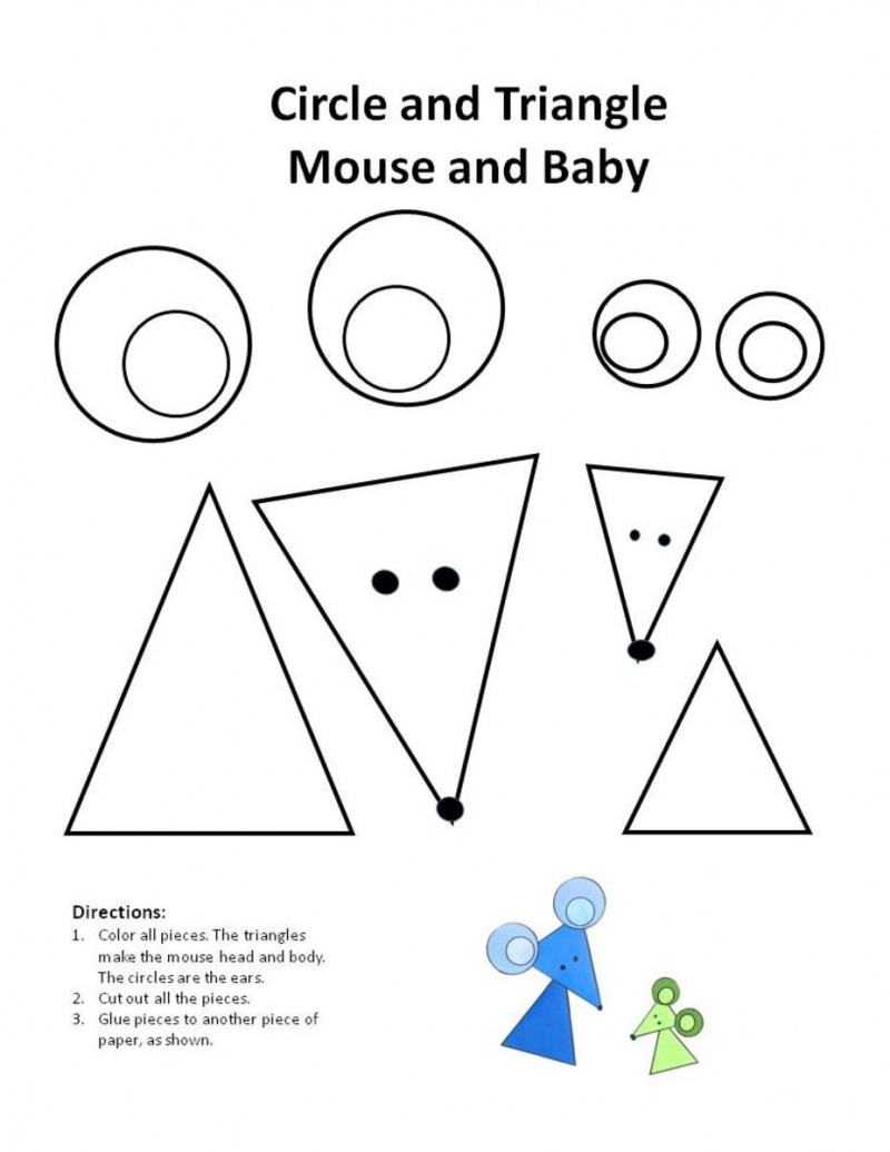   Voici le modèle pour la souris et le bébé cercle et triangle. Le lien vers le pdf de ce patron se trouve à la fin de cet article.