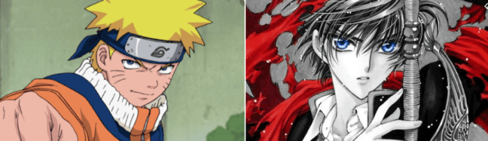 Naruto, dober svetel primer (levo) s CLAMP Bishounen Kamui (desno).