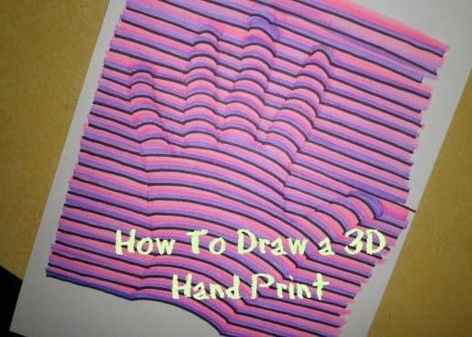 Leçon d'art: Comment dessiner une impression à la main en 3 couleurs dimensionnelles