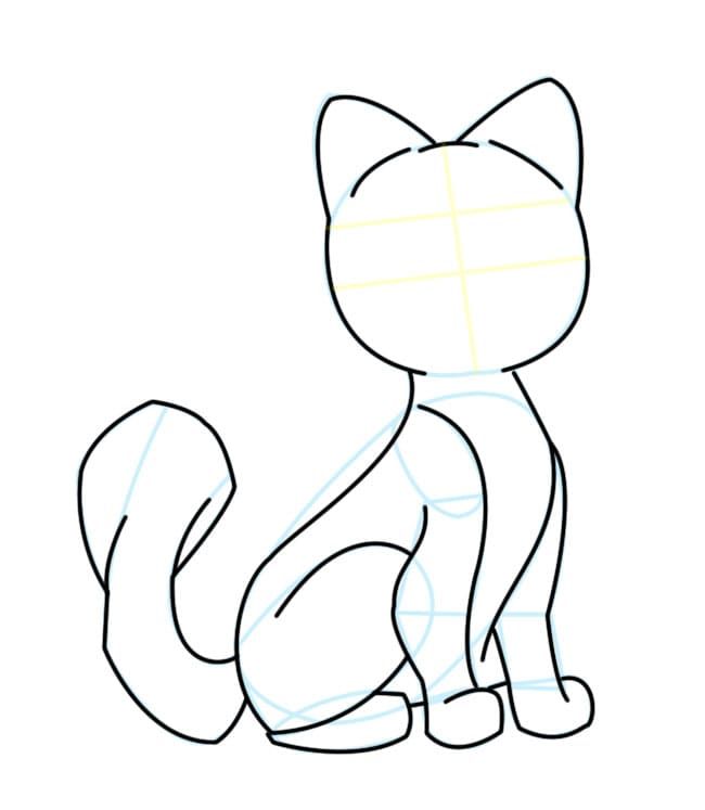 قم بتغميق خطوط الرسم ، وأخرج شكل القطة. امسح كل الخطوط والأشكال الأخرى غير الضرورية.