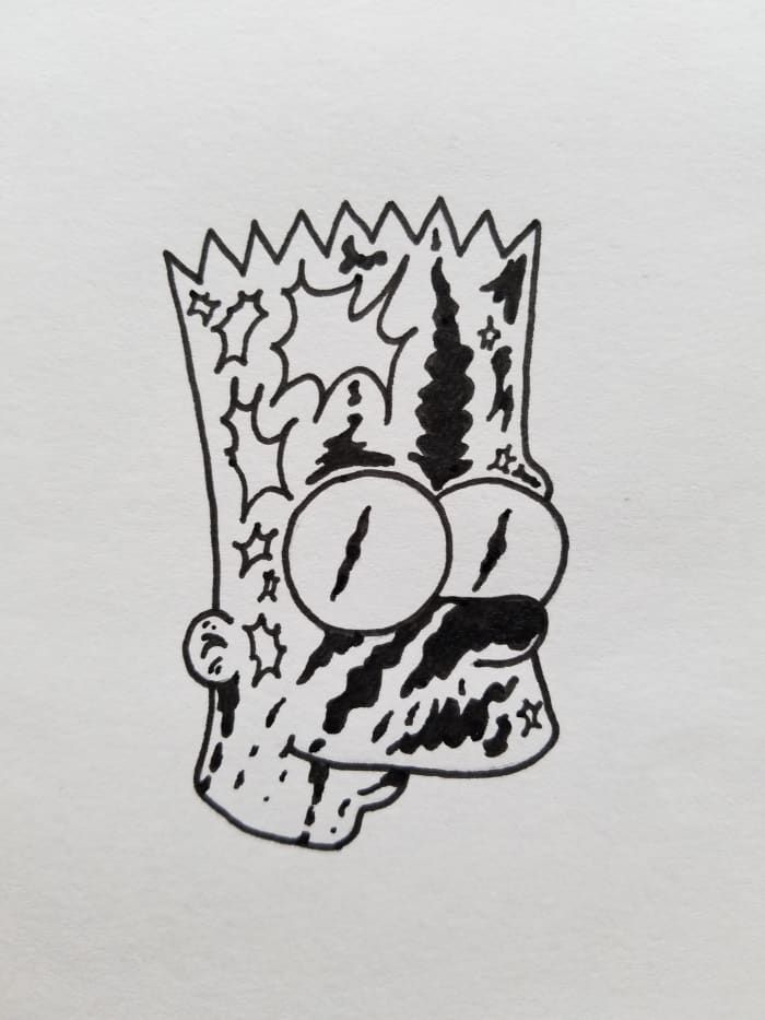 Una versión divertida de Bootleg Bart Simpson. En general, es la mejor plantilla de diseño nostálgico que puede usar para crear cualquier tarjeta de regalo, carta firmada o fanzine con sus amigos.