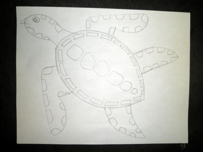 Étape 3 pour dessiner un dessin et un motif de tortue de mer