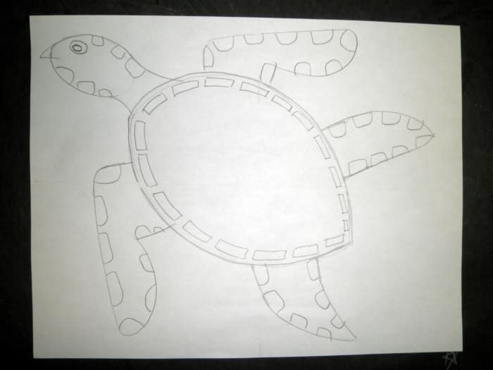 Étape 2 pour dessiner un dessin et un motif de tortue de mer