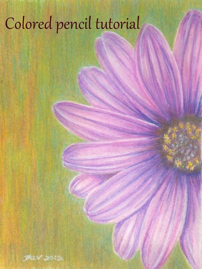 Рисуване на цветя с цветни моливи