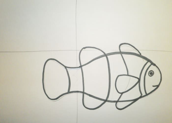 umetniška lekcija-kako-risati-klovna-riba