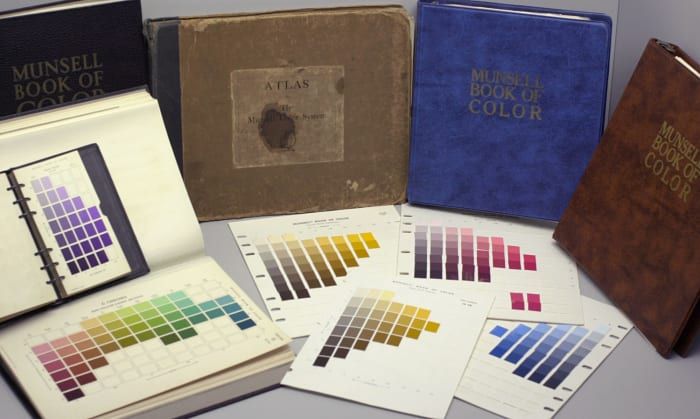 تطفو عدة إصدارات من كتاب ألوان Munsell ، وهو أطلس الألوان لنظام ألوان Munsell الذي تبيعه شركة Munsell Color Company ، خلف العديد من صفحات الكتاب القابلة للإزالة من حوامل الألوان.