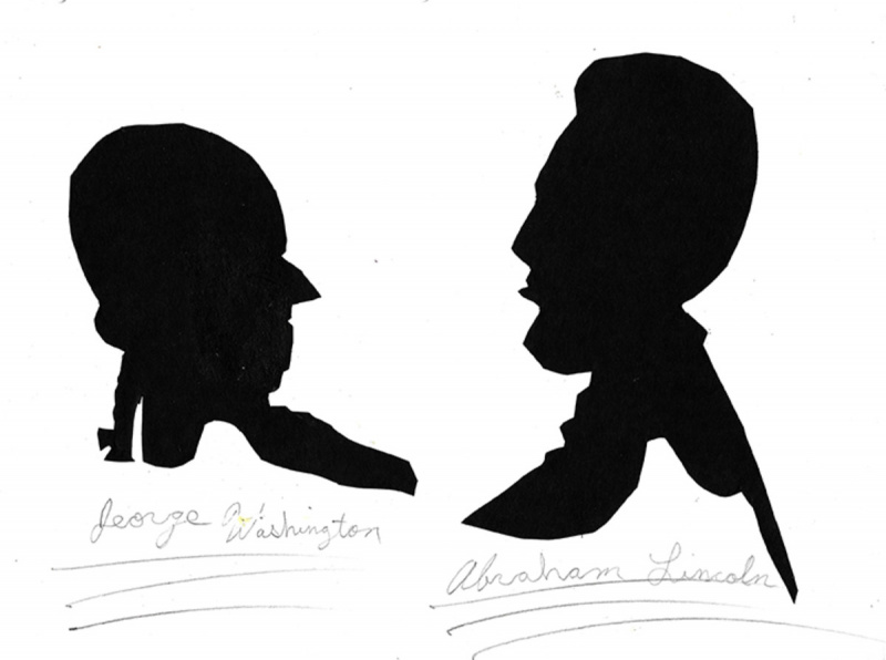   Uczeń's drawing of Washington and Lincoln.