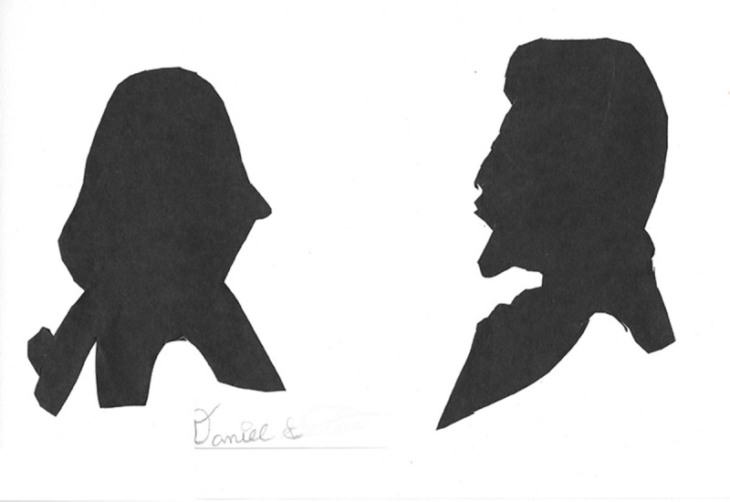   Siluetas de estudiantes de George Washington y Abe Lincoln por Daniel G.