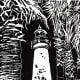 Linolschnitt des Leuchtturms von Port Isabel von Peggy Woods