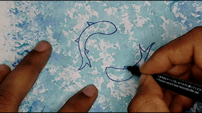 wie man einen Unterwasserschatten eines Fisches zeichnet