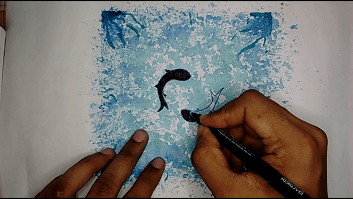 wie man einen Unterwasserschatten eines Fisches zeichnet