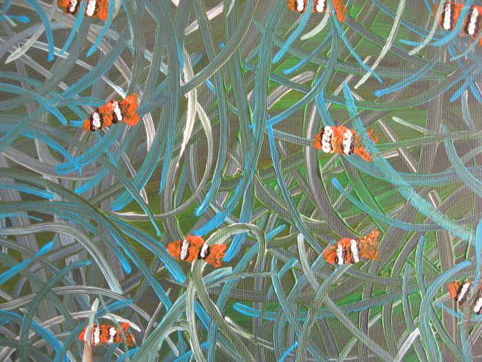 Рисуване на морска анемония и риба-клоун - абстрактно / импресионистично