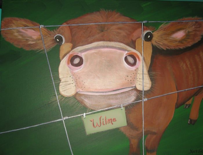 Причудлива живопис на крава, направена от домашна крава на клиент