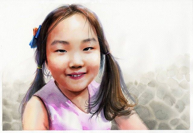 Eine realistische Porträtkopie eines jungen Mädchens.
