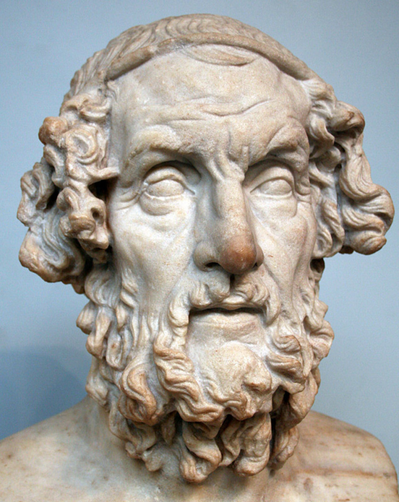   Busto de mármol de Homero, autor desconocido, hacia el 1 o 2 %. ANTES DE CRISTO. (copia romana del original griego)