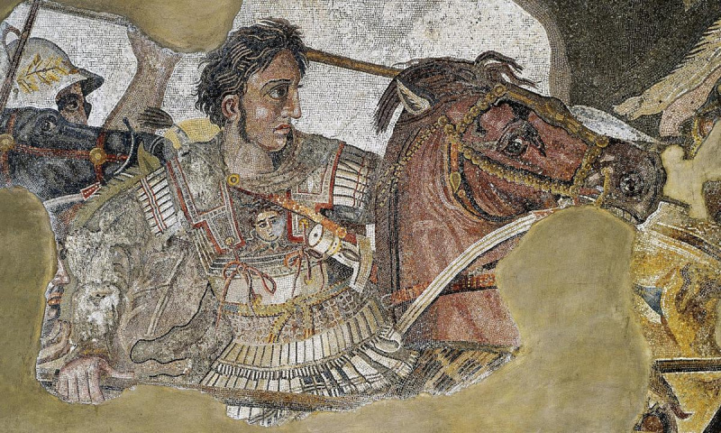   Mosaico de Alejandro Magno, artista desconocido; Mosaico en Pompeya alrededor del año 100 a.C.