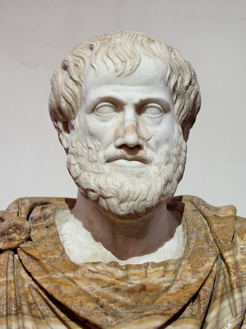   Busto de mármol de Aristóteles, de Lisipo alrededor del 330 a.C. (copia romana de un original griego)