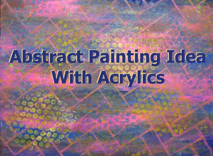 Идея за абстрактна живопис с акрили, маскираща лента и обвивка с мехурчета