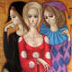   "Tres Arlequines" por Margaret Keane 1964