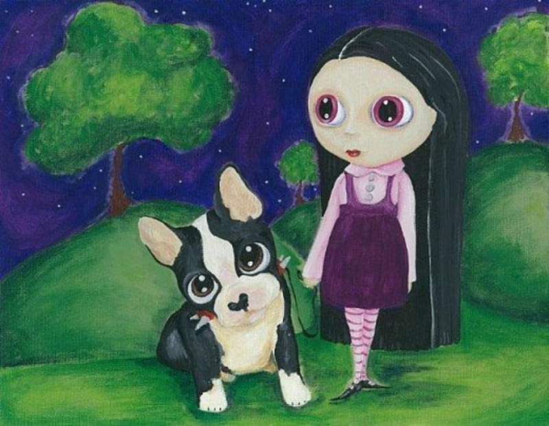 "A Pity Puppy and a Big Eyed Goth Girl"