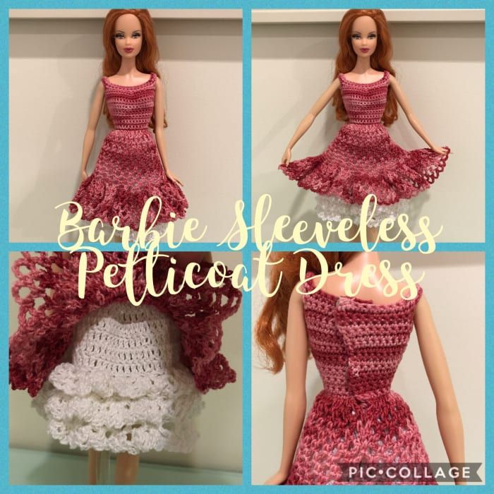 Рокля на роклята на Барби без ръкави (Безплатен модел на плетене на една кука)