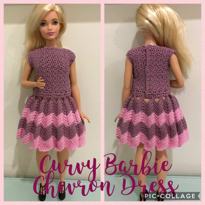 Ukrivljena obleka Barbie Chevron