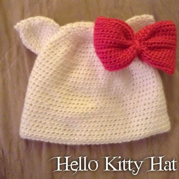Как да плетете шапка или лента за глава на Hello Kitty.