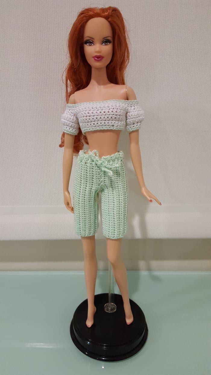 Barbie Bermuda Shorts und kurzes Oberteil mit geschwollenen Ärmeln