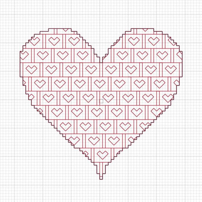Gráfico de corazón de Blackwork Valentine