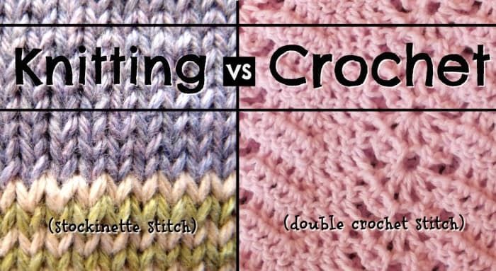 Tricot vs Crochet: Point de tricot jersey et comparaison de point de crochet double.