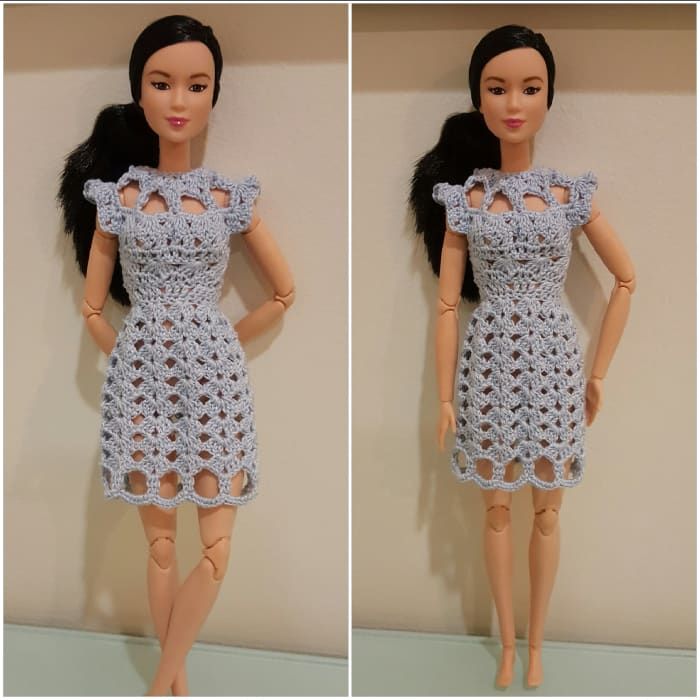 Barbie Cut Out Shell Stitch Dress (Brezplačen vzorec kvačkanja)