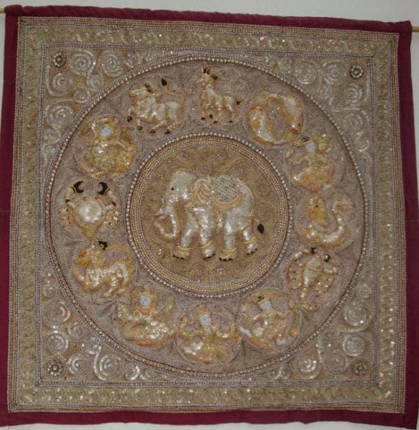 Kalagas-burmesische Perlen-bestickte Wandteppiche