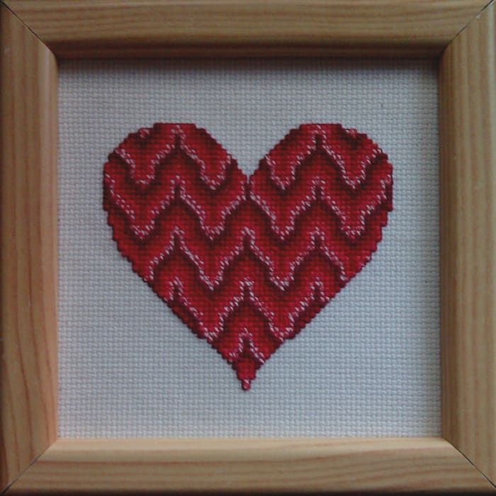 Kostenlose Bargello Cross Stitch Valentine Herzmuster