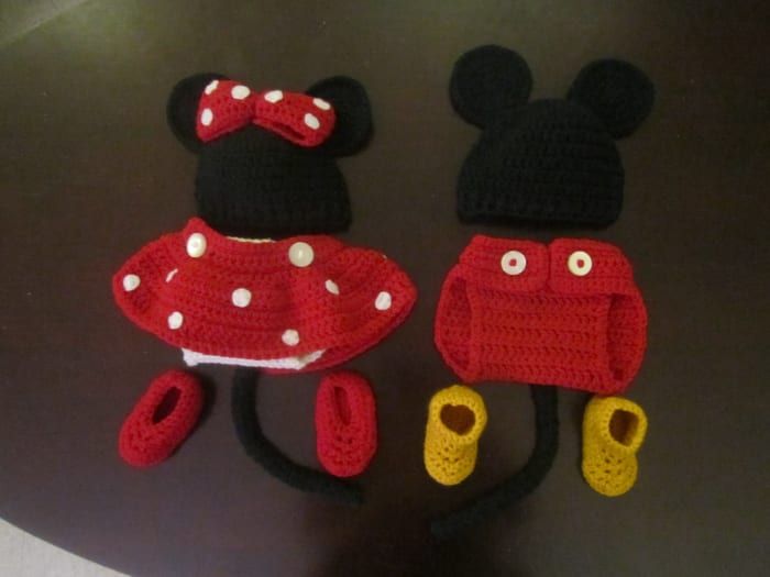 Kvačkani kostum Mickey in Minnie Baby