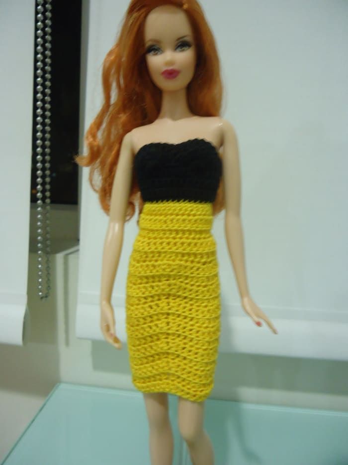 Barbie-trägerloses-Bleistift-Kleid-frei-Häkeln-Muster