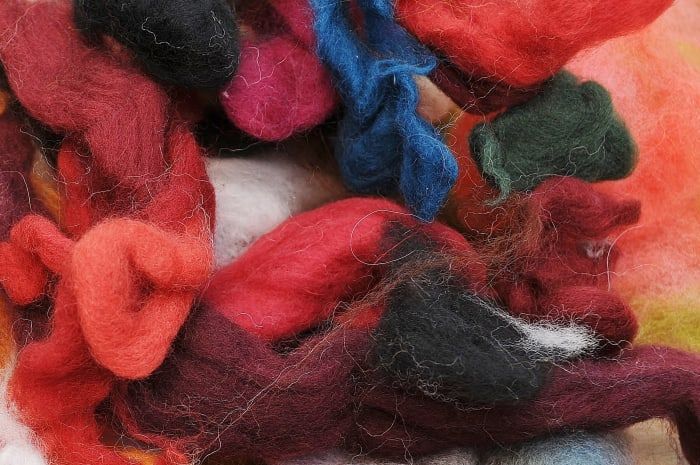 Residuos de fibras de lana merina