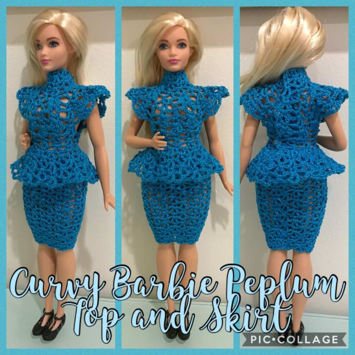 Top et jupe Curvy Barbie à basque (modèle de crochet gratuit)