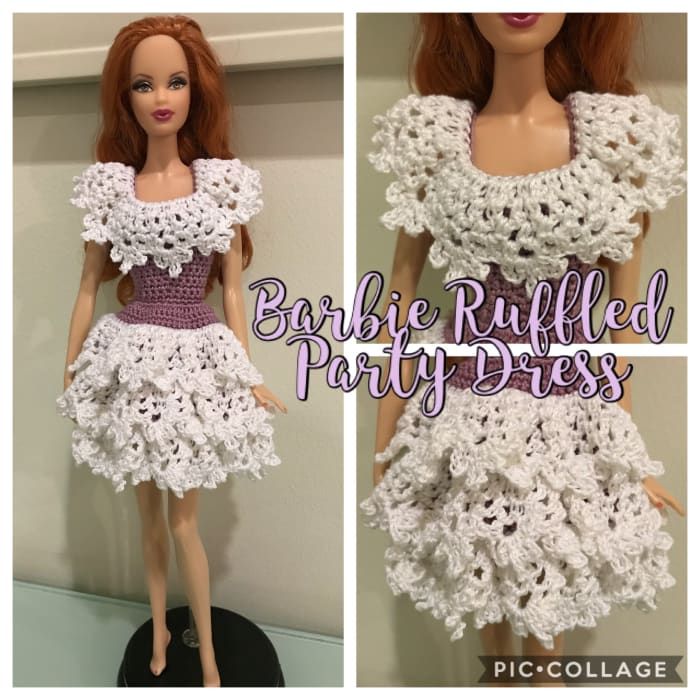 Kvačkanje oblečene zabavne obleke za Barbie: Brezplačen vzorec