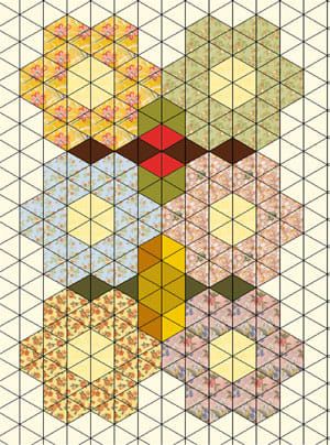 lapptäcke-täcke-mönster-hexagoner