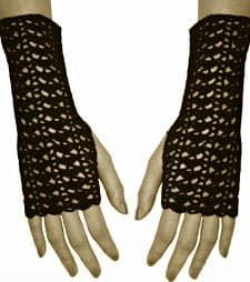 Fingerlose Handschuhe in Schwarz.